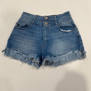KanCan Denim Shorts Size 29 Women High Rise Frayed Hem Stretch Jean Shorts